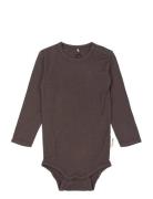 Wool/Bamboo Ls Body Mikk-line Brown