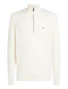 Classic Cotton Cable Zip Mock Tommy Hilfiger White