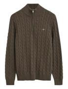 Cotton Cable Half Zip GANT Khaki