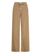 Wide-Leg Denim Trousers With Belt Mango Beige