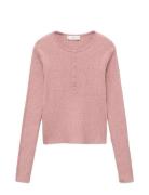 Ribbed Sweater With Buttons Mango Pink