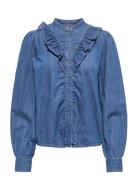 Onldasha-Sevigny L/S Frill Shirt Dnm Akm ONLY Blue