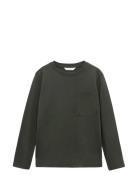 Long-Sleeved T-Shirt With Pocket Mango Khaki