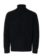 Slhland Ls Knit Relaxed Roll Neck Selected Black