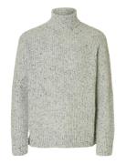 Slhland Ls Knit Relaxed Roll Neck Selected Grey
