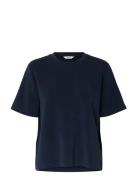 Slftenny Ss Boxy O-Neck Tee Noos Selected Navy