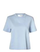Slfessential Ss Boxy Tee Noos Selected Blue