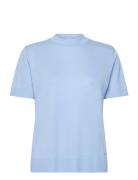 Ss Silk Touch Fine Knit Mock Nk Calvin Klein Blue