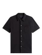 Open Knit Full Placket Reg Polo Tommy Hilfiger Black