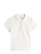 Gold Button Slim Ss Polo Tommy Hilfiger White