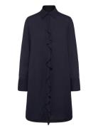 Crepe Viscose Ruffle Shirt Dress GANT Navy