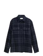 Knit-Look Checked Overshirt Tom Tailor Navy