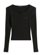 Tjw Slim Sh Irregular Rib Ls Tommy Jeans Black