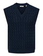 Onskicker Life Rlx 3 Cable Vest Knit ONLY & SONS Navy