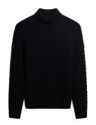 Jacob Cable Roll Neck Jumper Superdry Navy