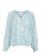 Vimitalla V-Neck L/S Flounce Shirt Vila Blue