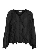 Vimitalla V-Neck L/S Flounce Shirt Vila Black