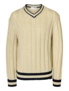 Slhroy Ls Knit Relaxed Rib V-Neck Selected Cream