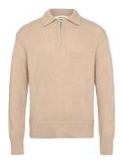Slhcody Ls Knit Relaxed Half Zip Polo Selected Beige