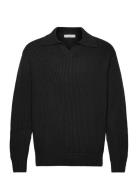 Slhdry Ls Knit Relaxed Open Polo Selected Black