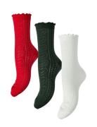 Pcjara Pointelle Socks 3 Pack Mpa Pieces Red