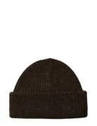 Slflulu Wool Blend Knit Beanie Noos Selected Brown