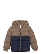 Quilted Jacket Colorblock Minymo Brown