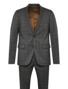 Checked Melange Suit Lindbergh Grey