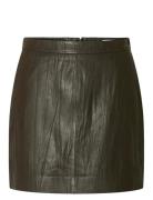 Slfkamma Crinckle Leather Skirt Hw Selected Khaki