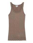 Rwbelle Silk U-Neck Strap Elastic T Rosemunde Brown