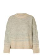 Slfalva Ls Knit Structure O-Neck Selected Beige