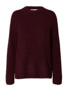 Slfgabriella Ls Knit New O-Neck Noos Selected Burgundy