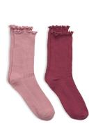 2 Pack Ribbed Socks Mango Pink