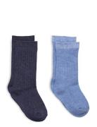 2 Pack Ribbed Socks Mango Blue