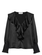 Awbea Ls V-Neck Frill Blouse Vero Moda Black