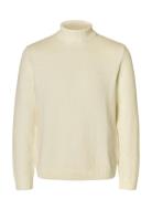 Slhtrevor Ls Knit Structure Roll Neck Selected Cream