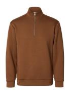 Slhemanuel Soft Zip High Neck Sweat Noos Selected Brown