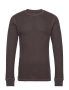 Wwemil Waffle Ls T-Shirt WOOD WOOD Black