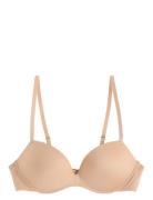 Bra Wirefree Push Shiny Micro Lindex Beige