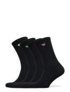 Sock 4 P Placed Heart Lindex Black