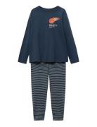 Striped Long Pyjamas Mango Navy