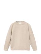 Knitted Sweater With Ribbed Details Mango Beige