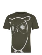 Big Owl Print Tee - Gots/Vegan Knowledge Cotton Apparel Green