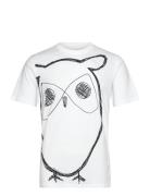 Big Owl Print Tee - Gots/Vegan Knowledge Cotton Apparel White