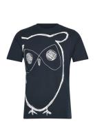 Big Owl Print Tee - Gots/Vegan Knowledge Cotton Apparel Navy