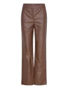 Mstasja Mid Waist Pu Pant Minus Brown