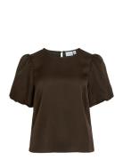 Viellette 2/4 Satin Puff Top - Noos Vila Brown