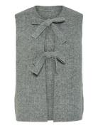 Pcsilly Sl Rev Tie Vest Knit Noos Bc Pieces Grey