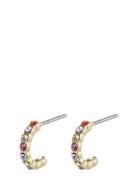Brigitte Multicolored Crystal Half Hoops Gold-Plated Pilgrim Gold
