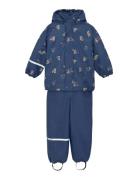 Rainwear Set - Aop, W. Fleece CeLaVi Blue